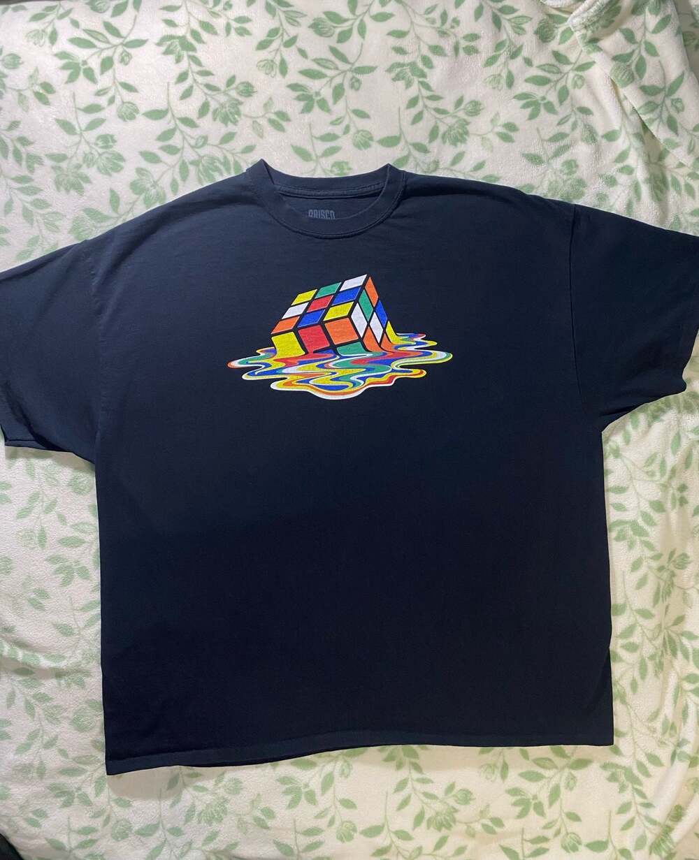 Brisco Melting Rubik's Cube Graphic T-Shirt Black Size 2XL